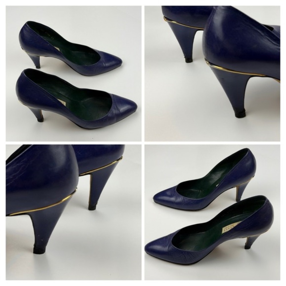 Gucci Viola Purple Leather Pointed Toe Heels Sz 38 Designer Made in Italy w/ Box - Picture 4 of 8